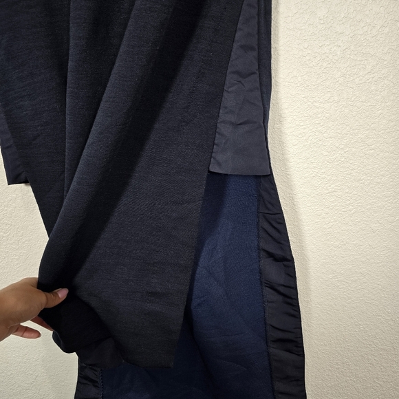 COS Womens XS Blue Wool Blend Mock Neck‎ High Low Shift Dress Short Sleeve - Picture 3 of 11